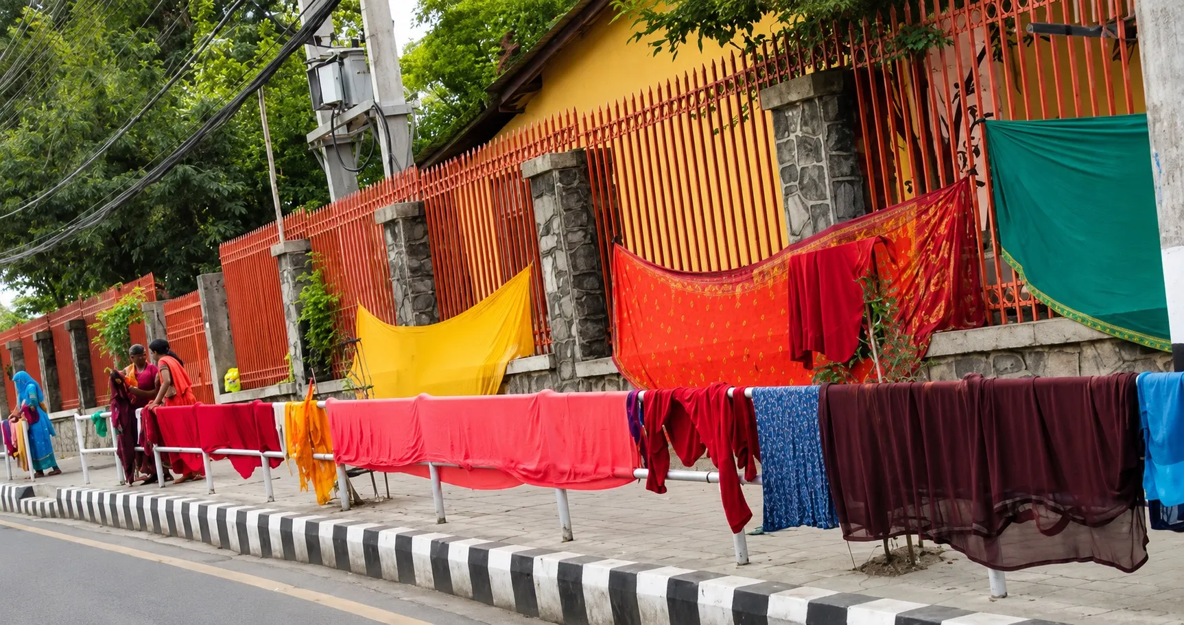 They dry their clothes wherever they can find a place.